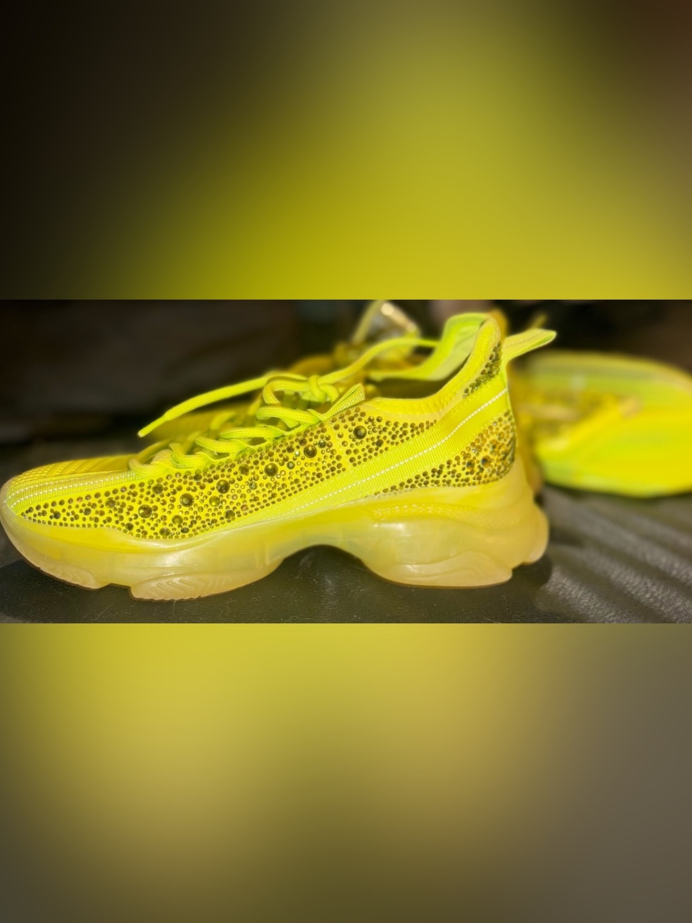 Steve Madden Maxima Neon Yellow Rhinestone Athletic Sneakers & Purse